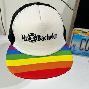 Mt. Bachelor Trucker Hat Rainbow Pride Mesh‎ Cap OSFM NWOT